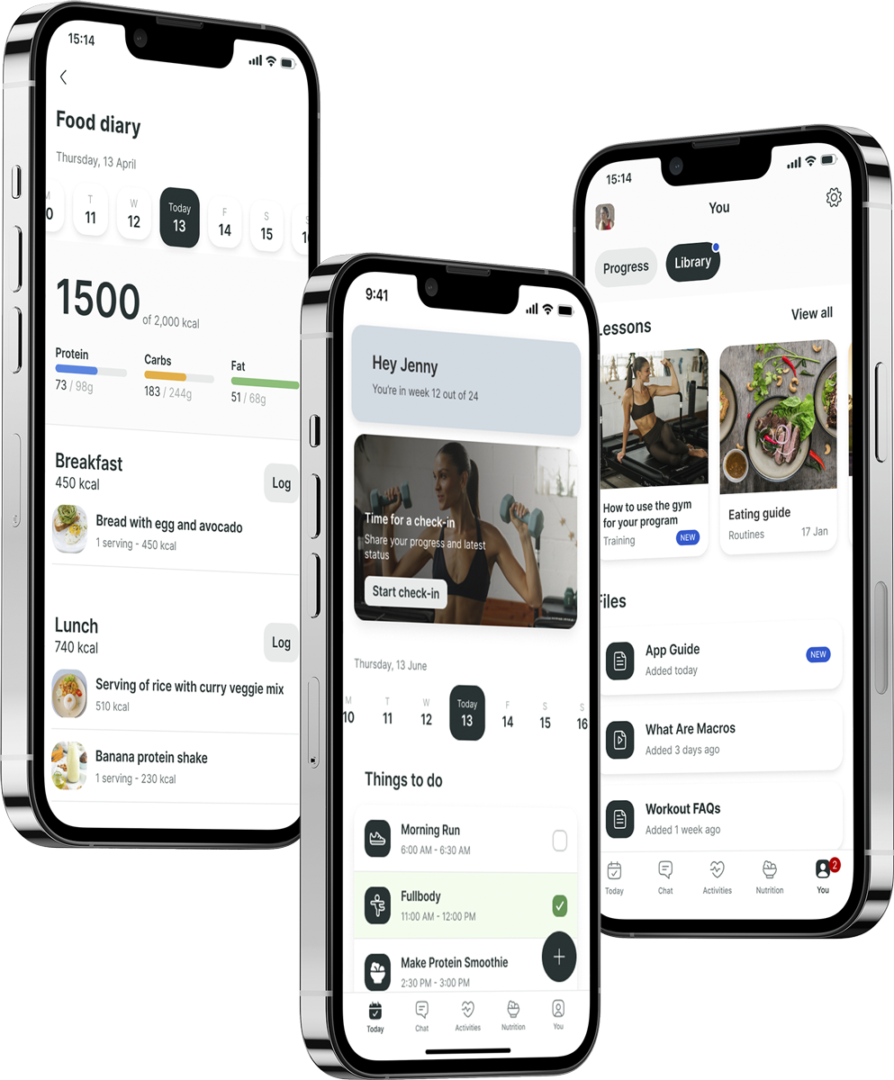 A mockup of the coaching app showcasing the features.